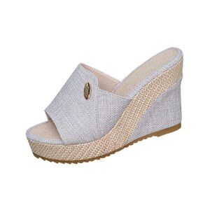 New! Wedge Sandals Slip On Mules Fabric Comfortable Casual Shoes Non-Slip Sole